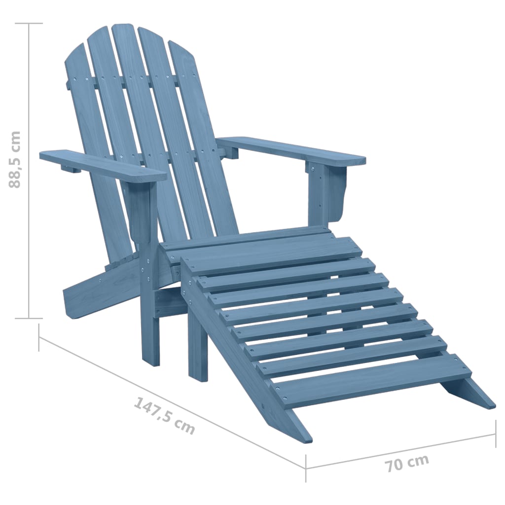 Adirondack-Gartenstuhl mit Fussstütze Massivholz Tanne Blau